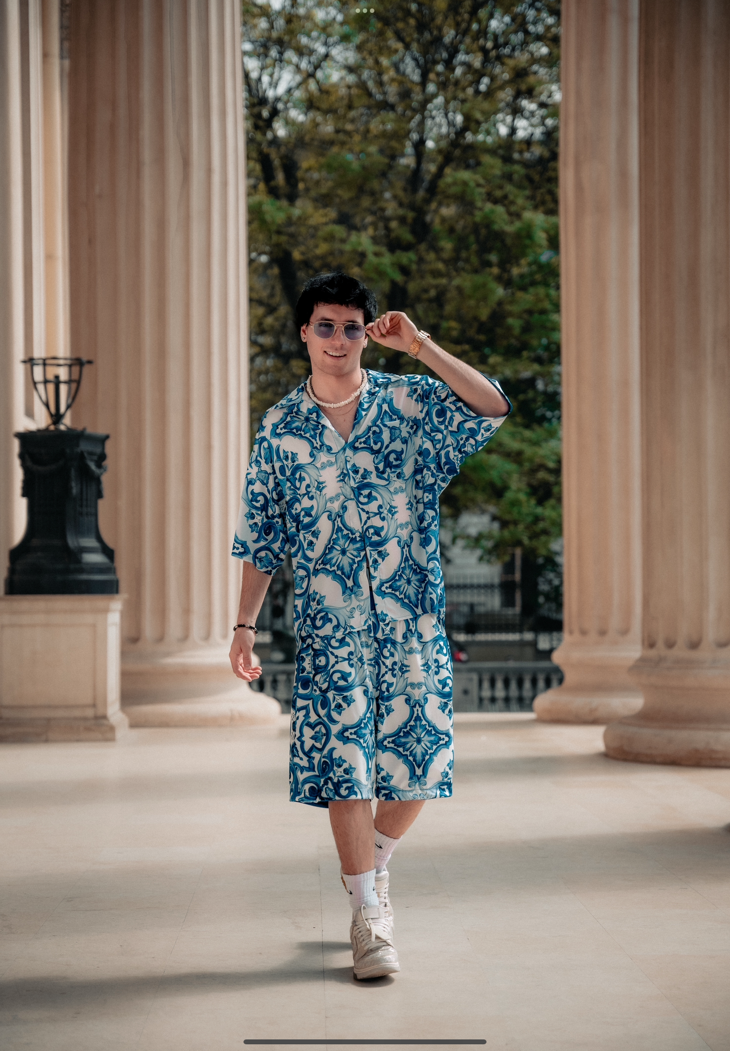 Blue floral print Summer shirt
