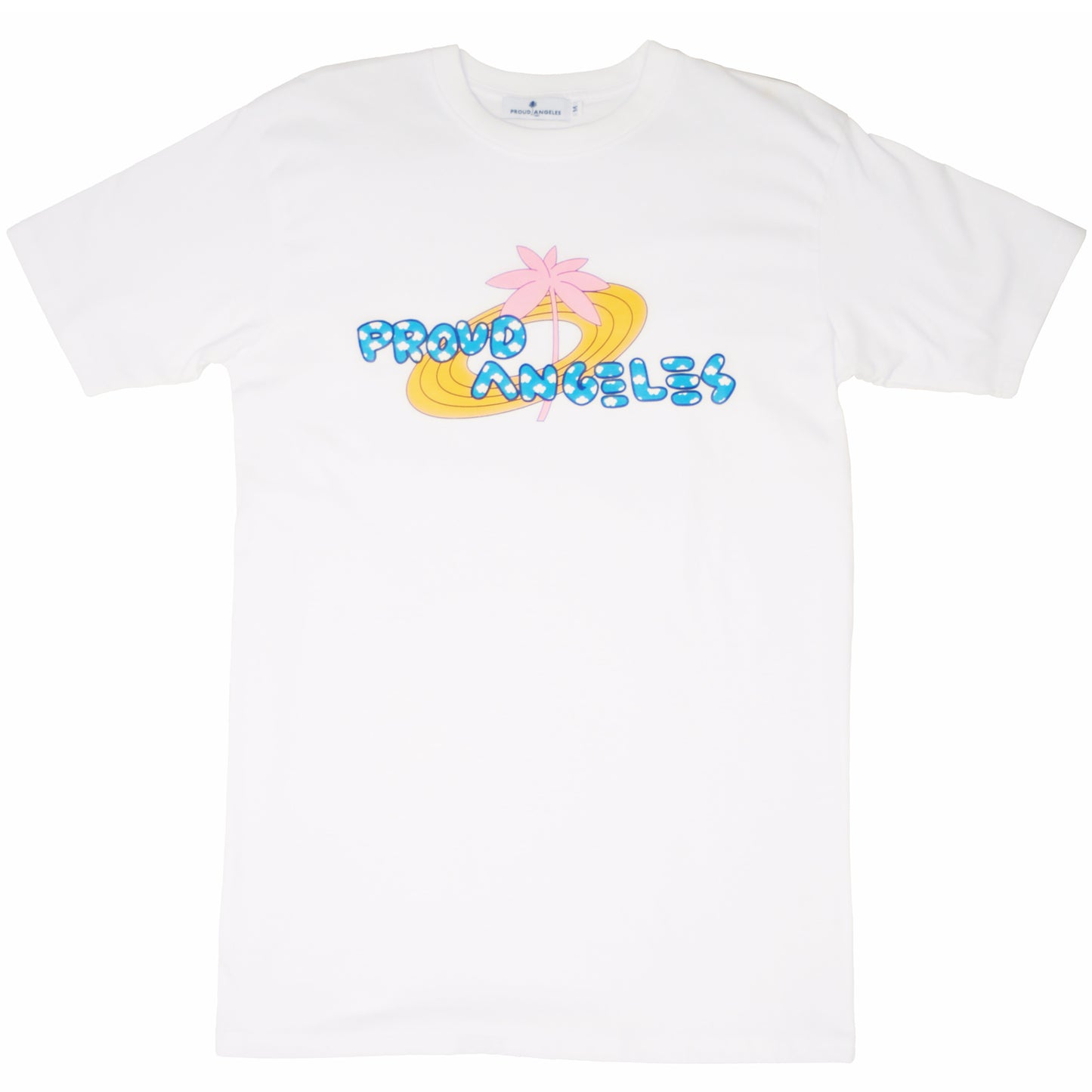 Proud Angeles - Pink Palm - White T