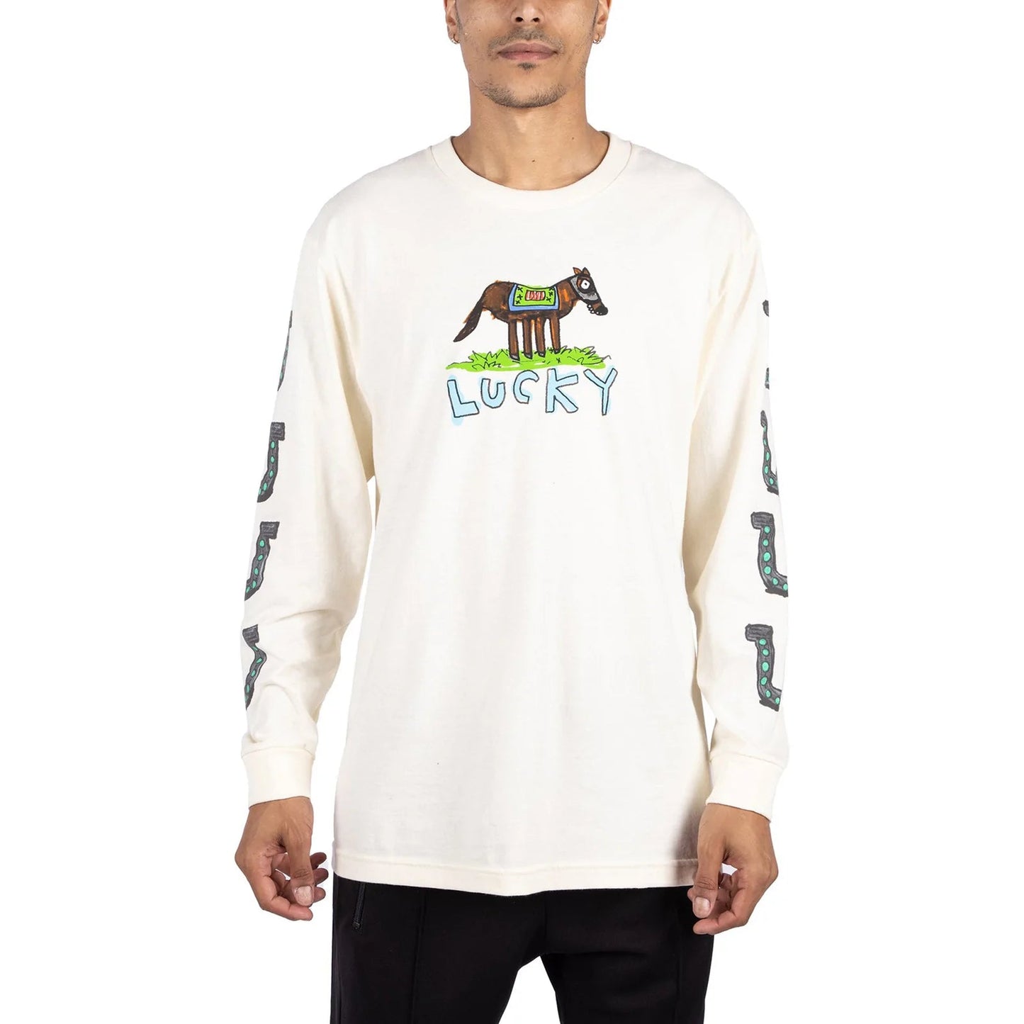 After School Special - Lucky Horse Cowboy - Long Sleeve T-shirt - White - Front - B2SS - Neds Melrose