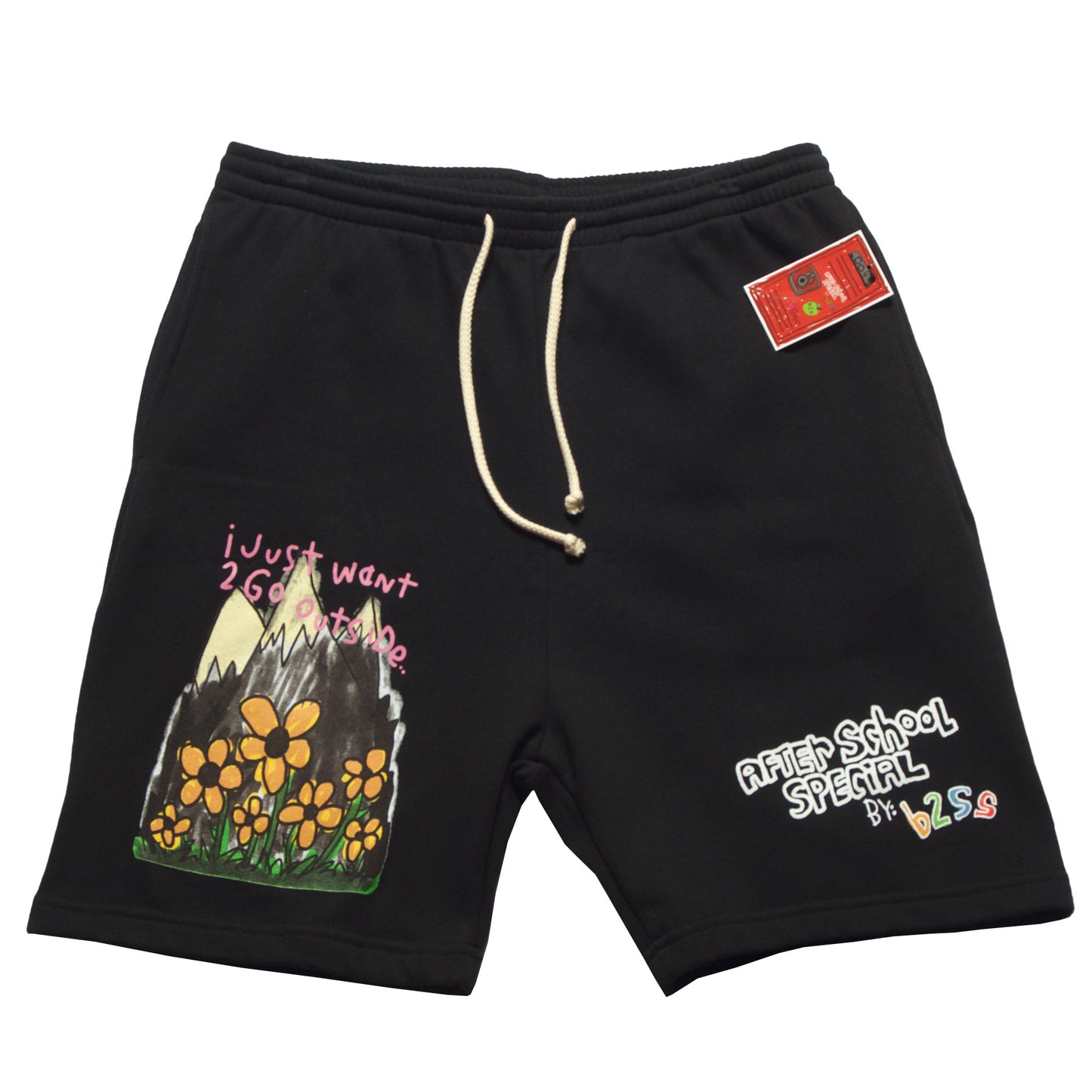 AfterSchoolSpecial - Go Outside - Shorts - Front - Black - B2SS - Neds Melrose