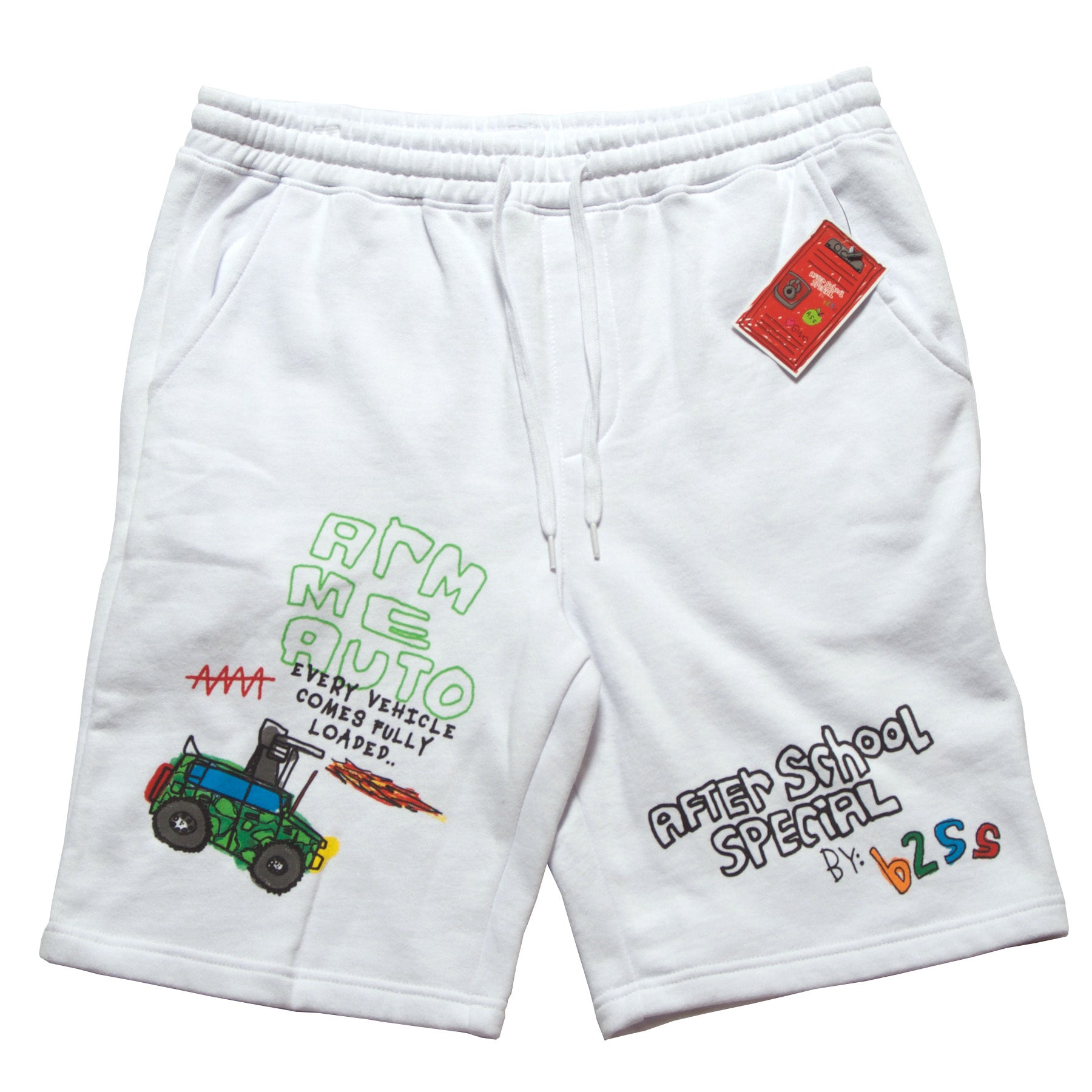 AfterSchoolSpecial - Arm Me Auto - Shorts - Front - White - B2SS - Neds Melrose