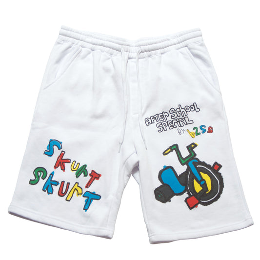 AfterSchoolSpecial - Skurt Skurt - Shorts - Front - White - B2SS - Neds Melrose