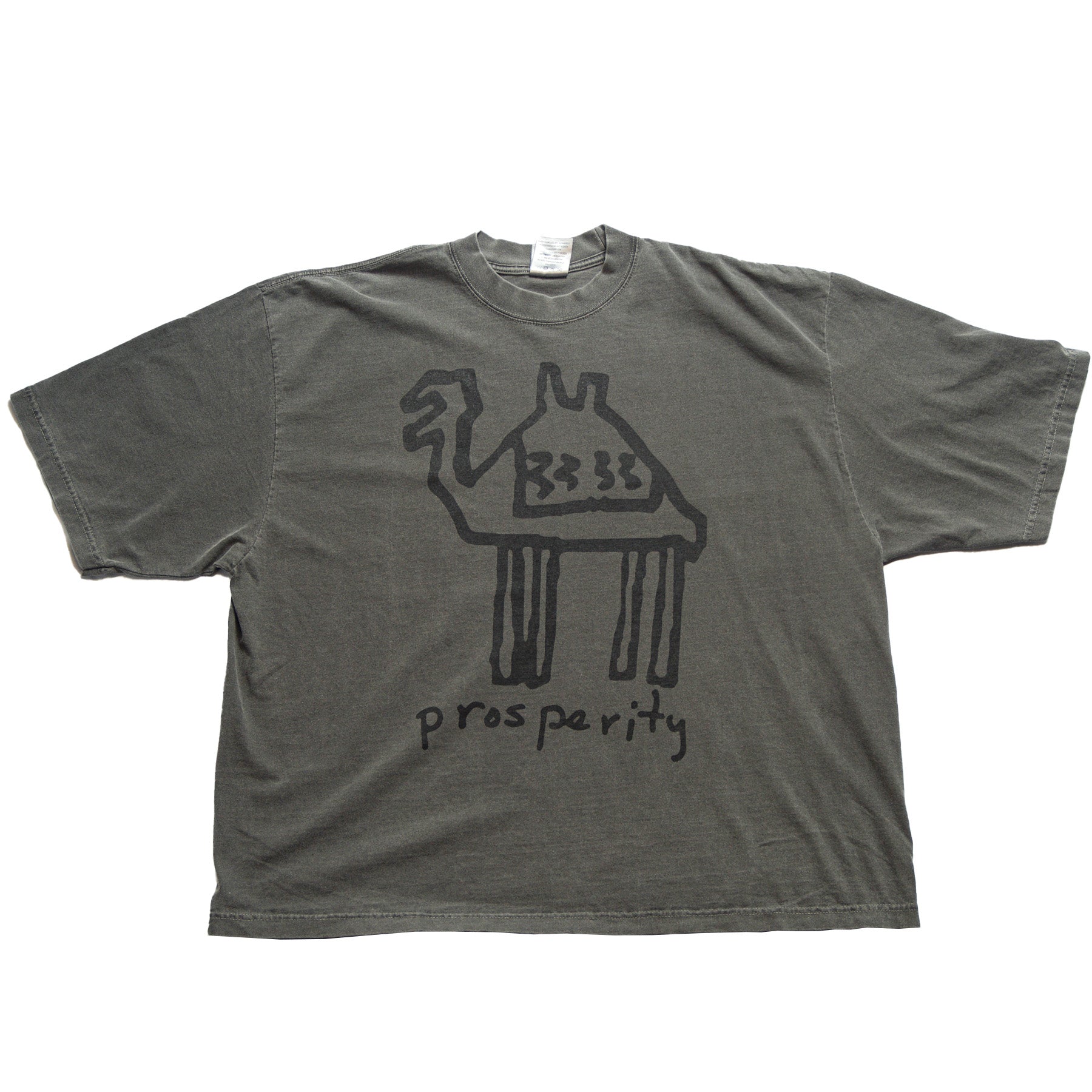 Neds Melrose - Prosperity - T-shirt - Charcoal - Front - Drop Shoulder - Streetwear