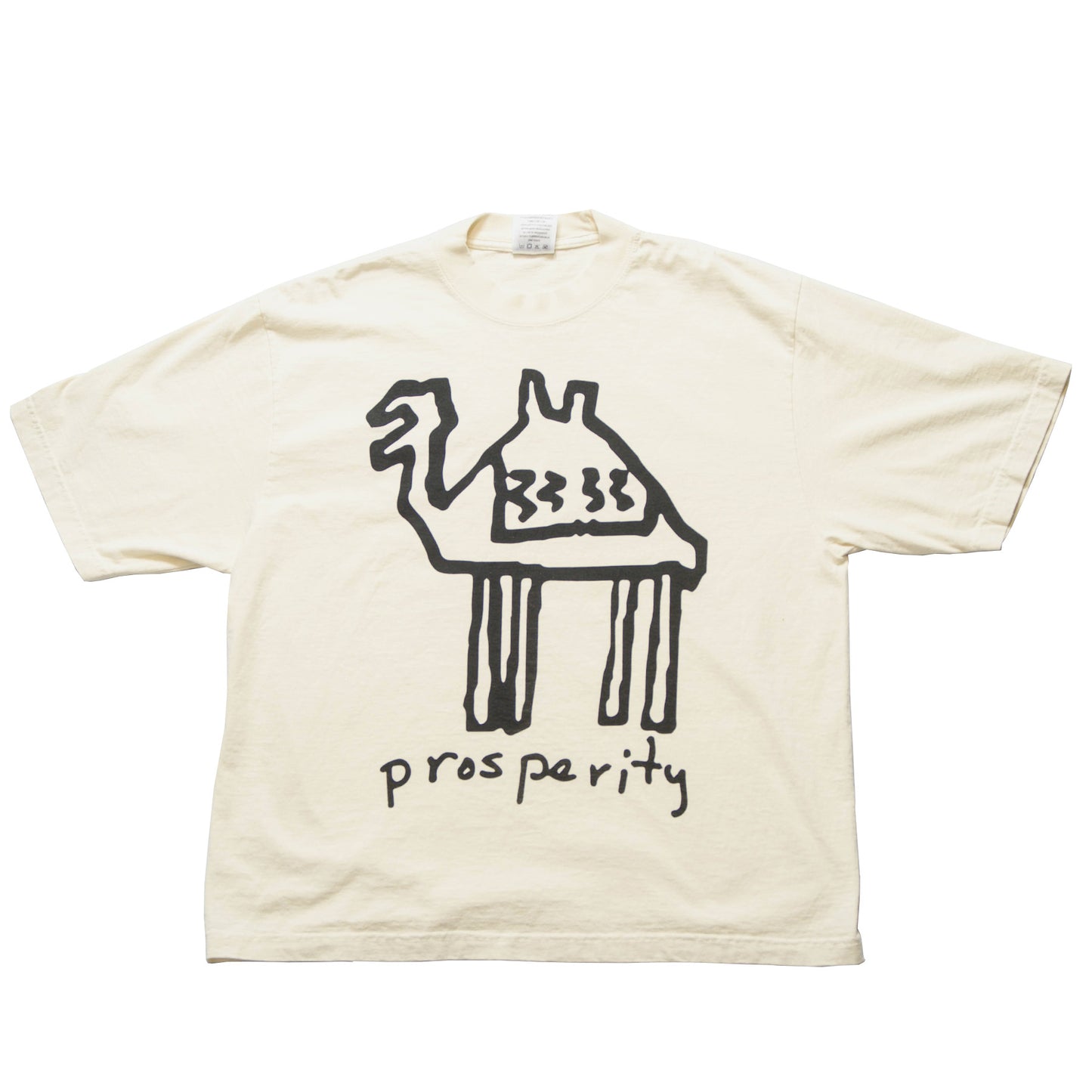 Neds Melrose - Prosperity - T-shirt - Cream - Front - Drop Shoulder - Streetwear