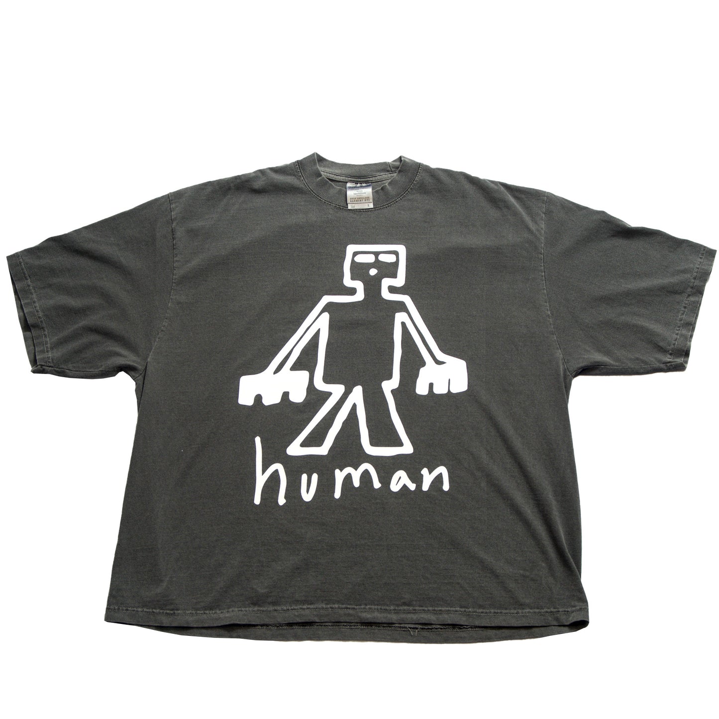 Neds Melrose - Human - T-shirt - Charcoal - Front - Drop Shoulder - Streetwear