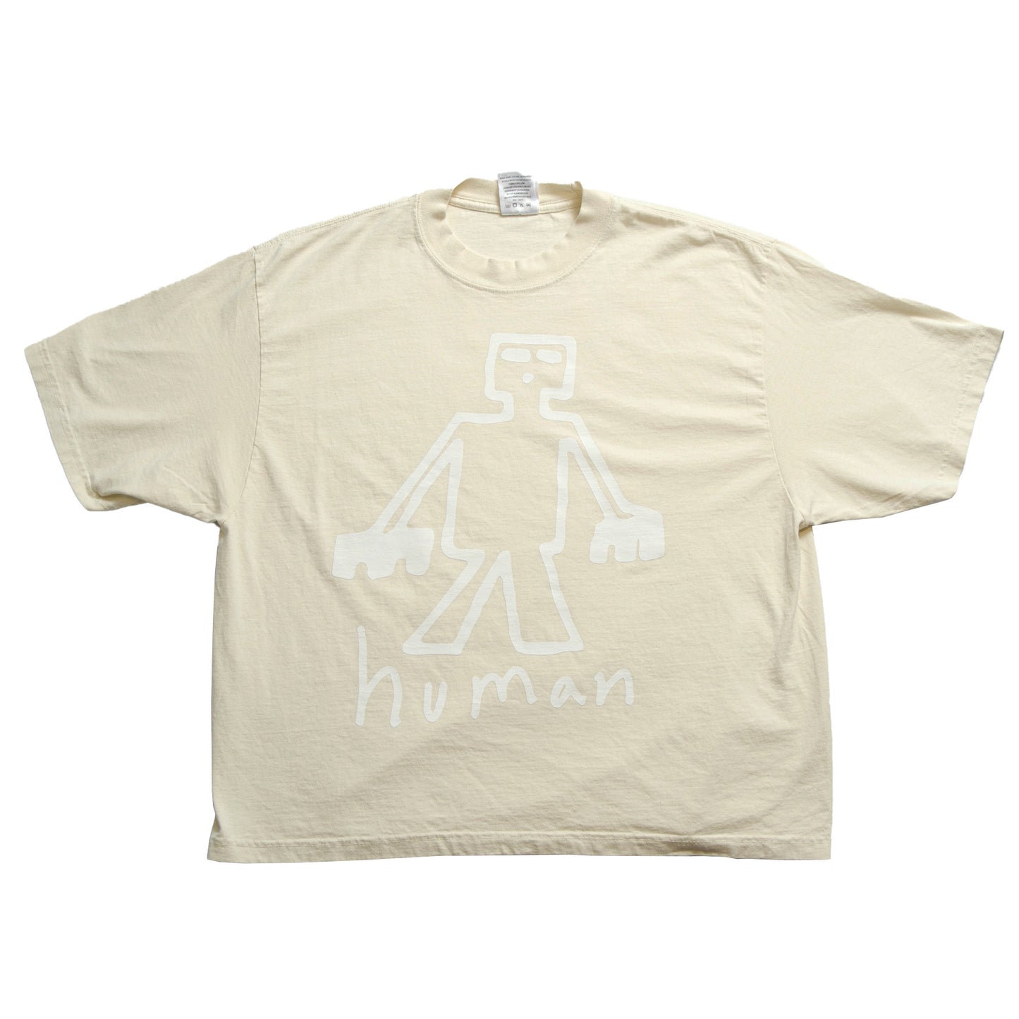 Neds Melrose - Human - T-shirt - Cream - Front - Drop Shoulder - Streetwear