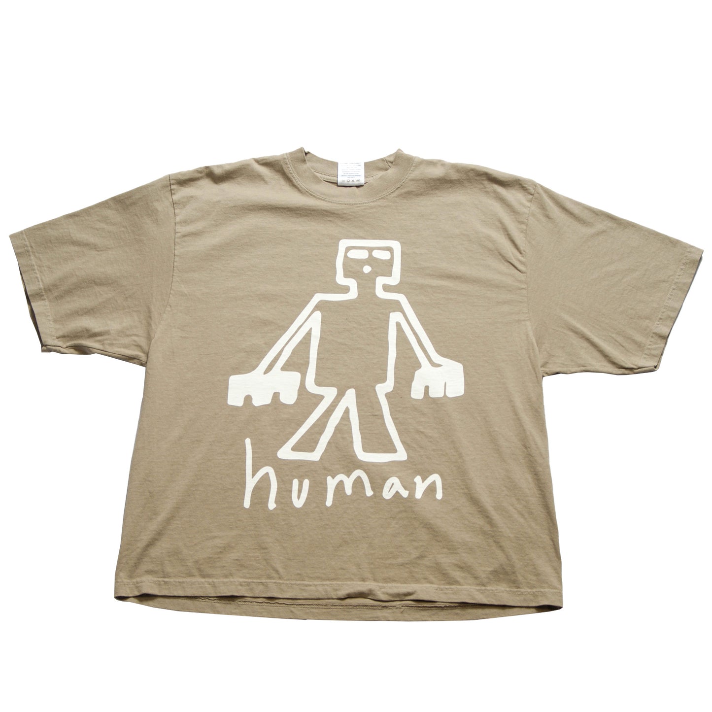 Neds Melrose - Human - T-shirt - Oatmeal - Front - Drop Shoulder - Streetwear