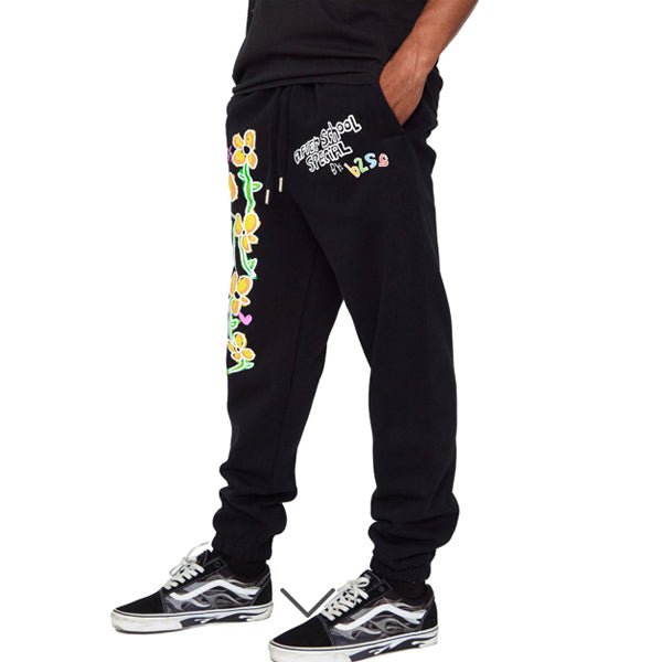 After School Special - Flower Sweatpants - Left Side - Black - Neds Melrose