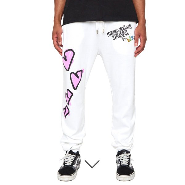 After School Special - Heart - Sweatpants - White - Front - B2SS - Neds Melrose